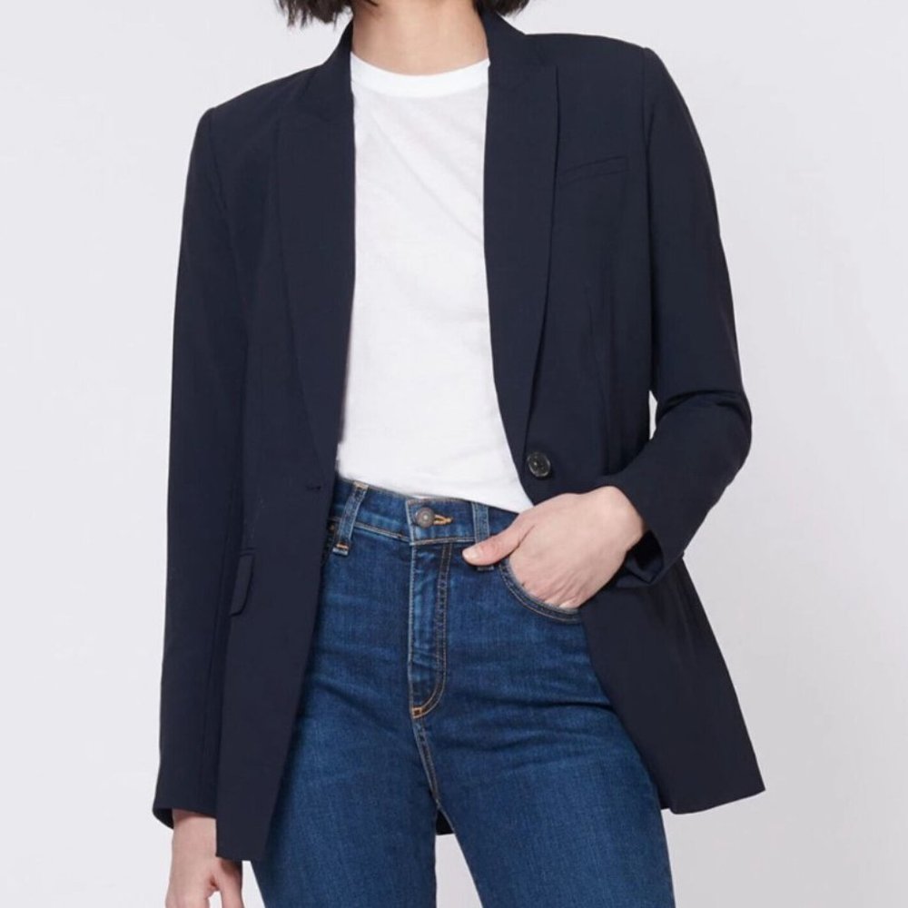 Veronica Beard Long and Lean Dickey Jacket Navy Blue Size 4